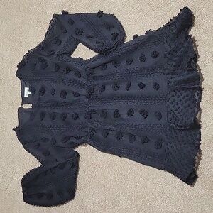 &merci Black Pom Pom Finesse Long Sleeve Textured Dress Size Large